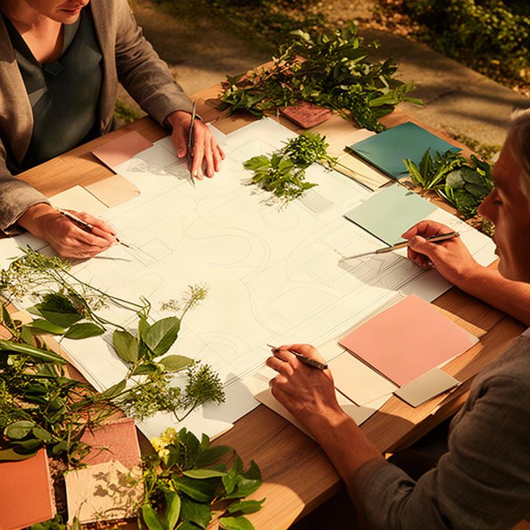 Consulenza su un progetto di giardino con planimetria e campioni vegetali