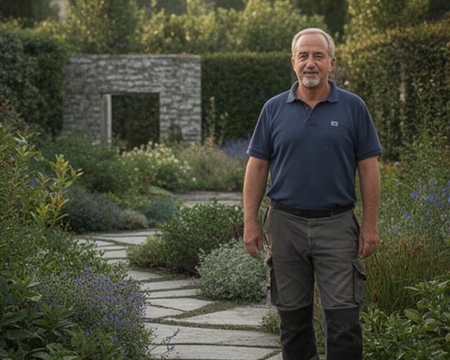 Marco Verdi, paesaggista senior, accanto a un progetto verde nel Veneto